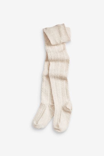 Oatmeal Cream Cotton Rich Cable Tights
