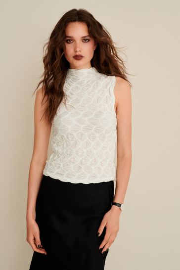 Buy White Sleeveless Textured Top from Next Luxembourg