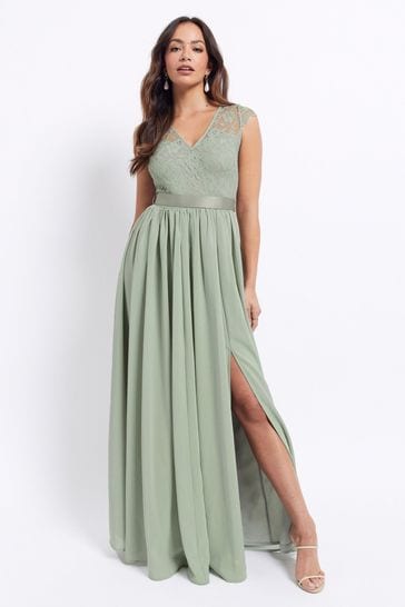 Maya Green Chiffon Lace Bridesmaid Dress