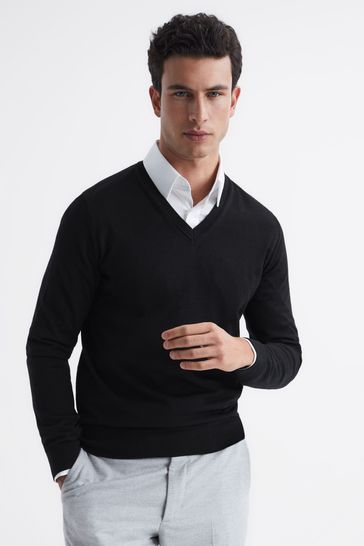 Next black v neck jumper clearance