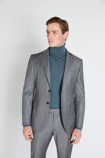 MOSS x Reda Slim Fit Grey Sharkskin Suit: Jacket