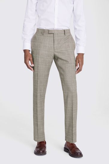 MOSS Tailored Fit Neutral Check Suit: Trousers