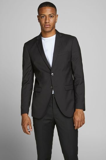 JACK & JONES Black Slim Fit One Button Suit Blazer