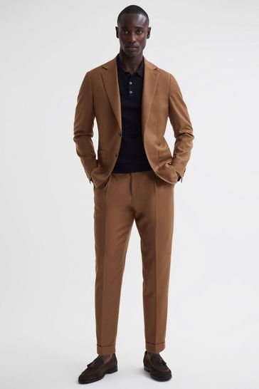 Buy Reiss Tobacco Venue Slim Fit Wool Blend Rolled Hem Trousers from Next  USA
