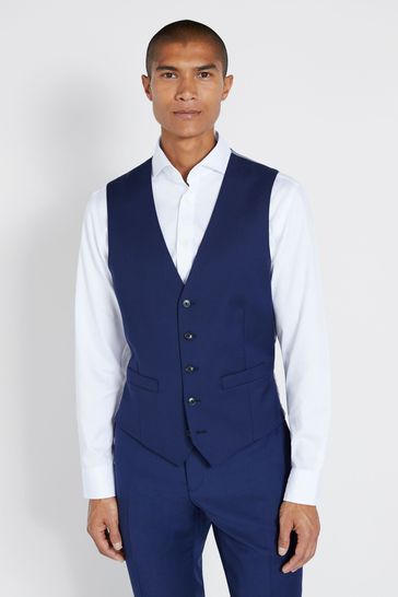 MOSS Tailored Fit Navy Twill Suit Waistcoat