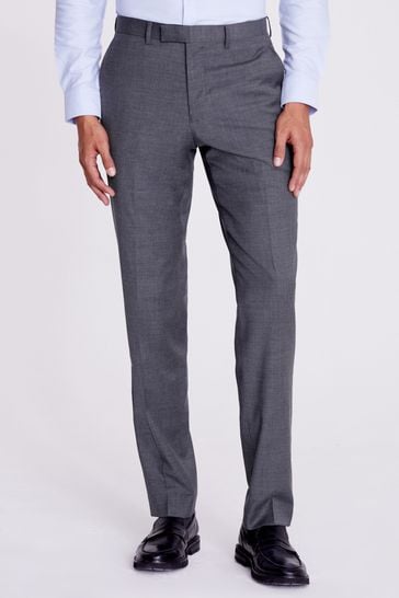 MOSS Tailored Fit Grey Twill Suit: Trousers