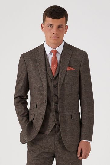 Skopes Oscar Brown Check Tailored Fit Suit Jacket