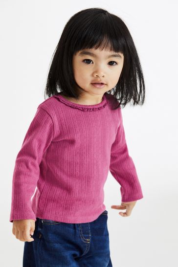 Buy Berry Red Plain Pointelle Top (3mths-7yrs) from Next Estonia