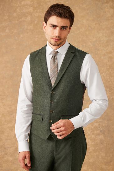 Green Trimmed Donegal Waistcoat