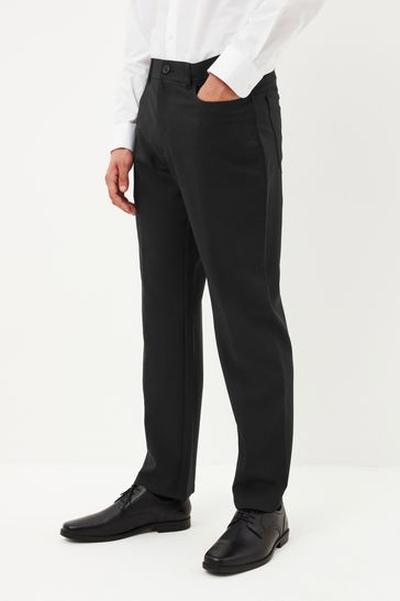 Buy Black Jean Style Machine Washable Plain Front Smart Trousers