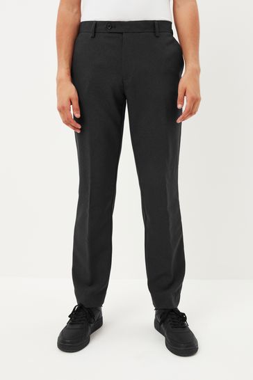 Charcoal Grey Tailored Machine Washable Plain Front Smart Trousers