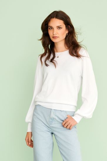 Ladies white crew neck best sale jumper