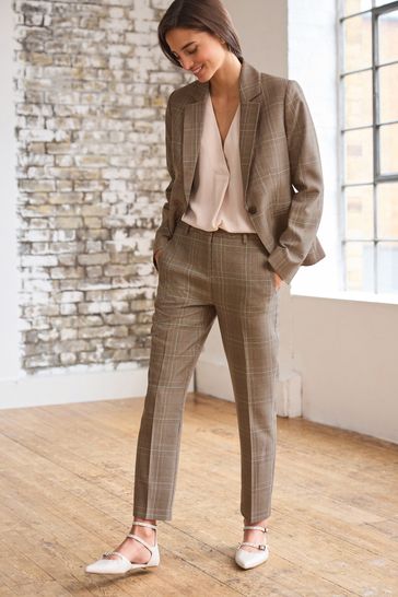 Check slim trousers discount