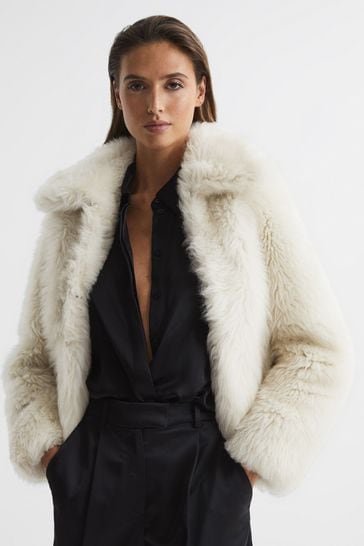 Short shearling clearance jacket