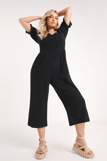 Simply Be Black Linen Look Jumpsuit