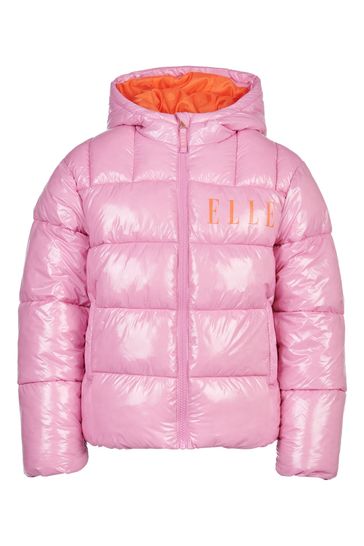 ELLE Pink Logo Puffer Coat