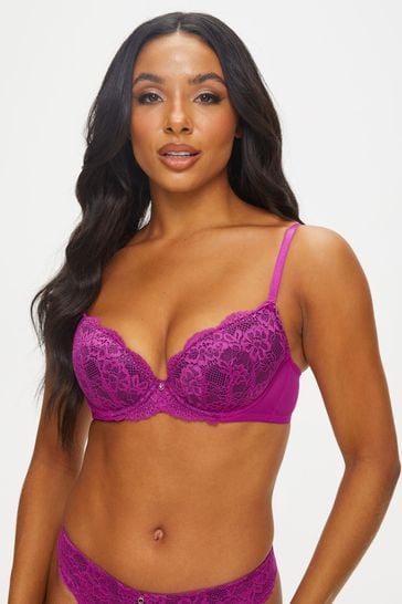 Red Ann Summers Sexy Lace Plunge Push Up Bra