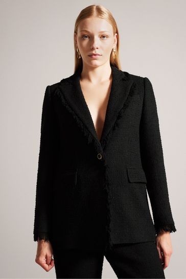 Double breasted top leather blazer womens