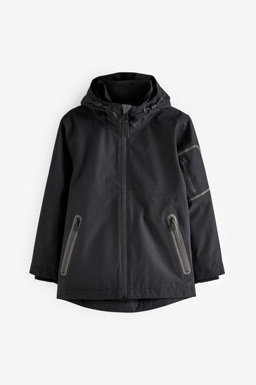 Black Waterproof Fleece Lined Coat (3-17yrs)