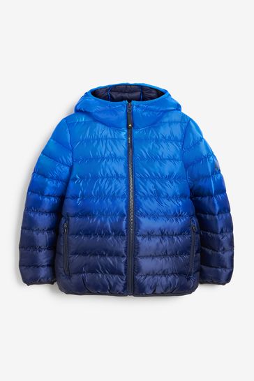 Cobalt Blue Dip Dye Quilted Midweight Hooded Coat (3-17yrs)