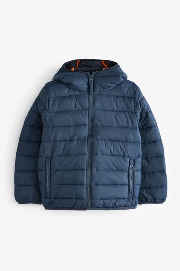 Navy Blue Quilted Midweight Hooded Coat (3-17yrs)