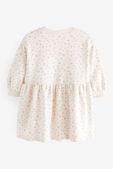 Cream Ditsy Printed Sweat Dress (3mths-7yrs)
