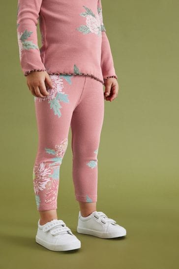 Buy Pink Smile Flower Rib Jersey Leggings (3mths-7yrs) from Next Poland