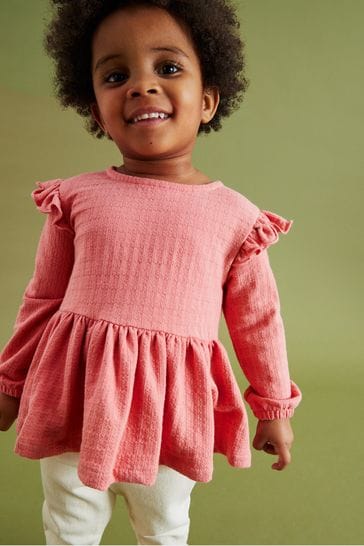 Buy Pink Collar Frill Textured Blouse (3mths-7yrs) from Next Canada