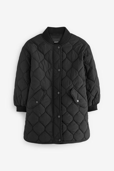 Buy Black Longline Quilted Padded Coat (3-16yrs) from Next USA