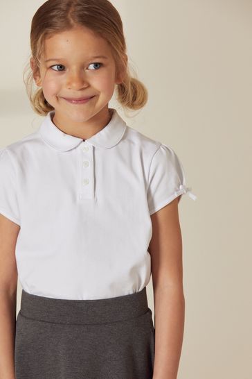 White Cotton Stretch Bow Sleeve Jersey Top (3-16yrs)