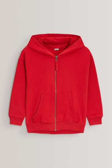 Buy Red Cotton Rich Zip Through Football Hoodie (3-16yrs) from