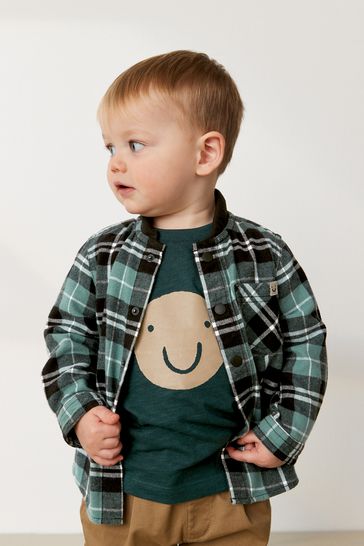 Green Check Shirt & T-Shirt Set (3mths-7yrs)