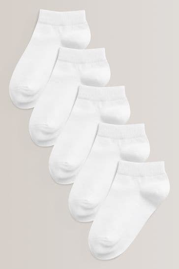 White 5 Pack Cotton Rich Trainer Socks
