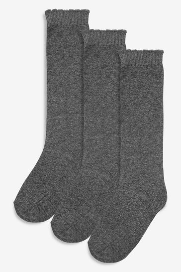 Grey Grey 3 Pack Cotton Rich Knee High School Socks