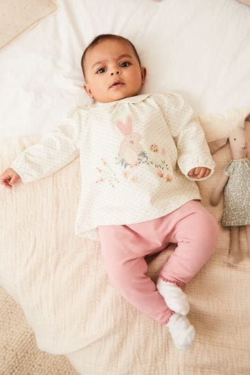Buy Pink Bunny Baby Top And Leggings Set from Next Luxembourg