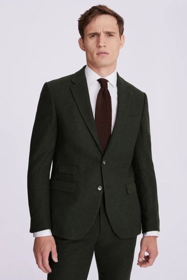 MOSS Slim Fit Khaki Green Donegal Tweed Suit: Jacket