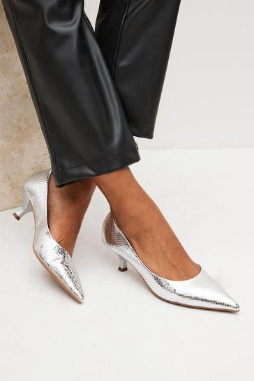 Silver Regular/Wide Fit Forever Comfort® Kitten Heel Court Shoes