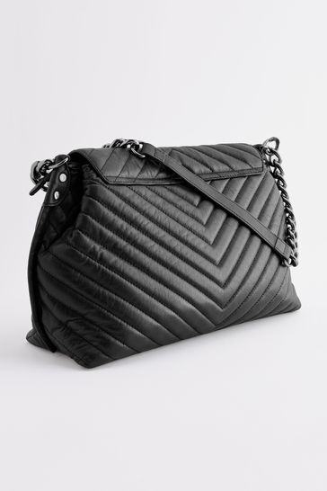 Buy Black Leather Quilted Chain Shoulder Bag from Next USA