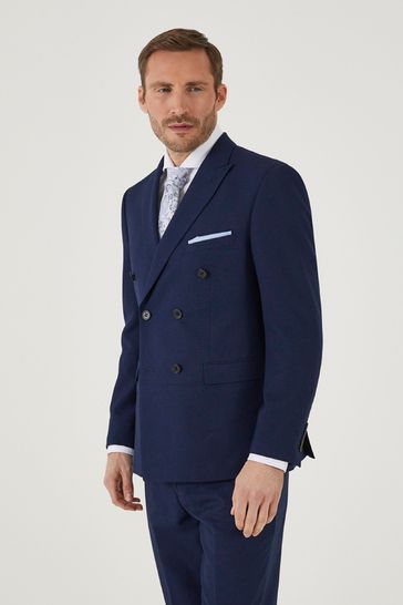 Skopes Harcourt Navy Blue Double Breasted Suit Jacket