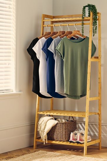 Grey/White/Black/Navy Blue/Khaki Green Cap Sleeve T-Shirts 5 Pack