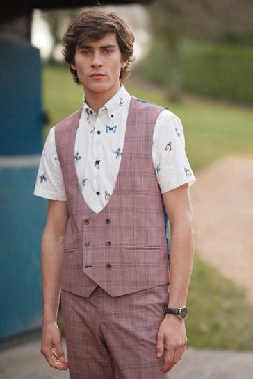 Mens pink suit on sale vest