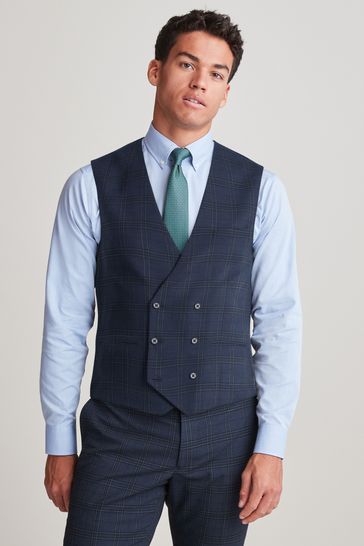 Buy Navy Check Suit Waistcoat from Next Ireland