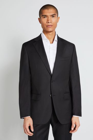 MOSS x Cerutti Black Tailored Fit Twill Suit: Jacket