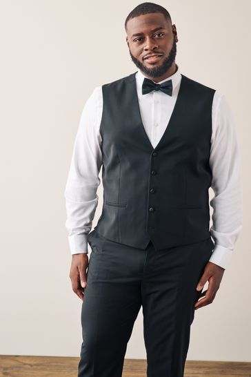 Black Signature Tollegno Wool Suit Waistcoat