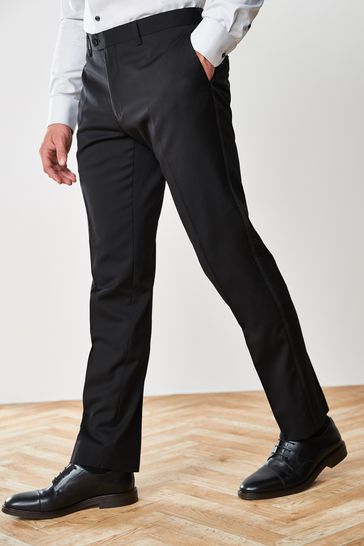 Black Slim Fit Signature Tollegno Wool Suit: Trousers