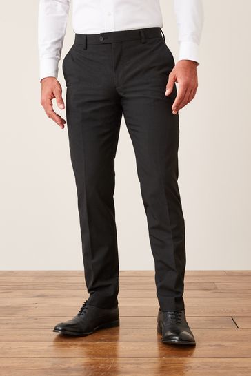Buy Black Slim Wool Mix Textured Suit: Trousers from Next Poland