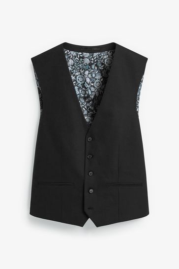 Black Motion Flex Stretch Wool Blend Suit Waistcoat