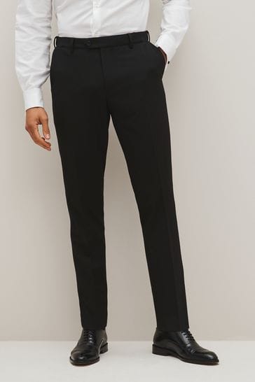 Black Slim Fit Motionflex Stretch Suit: Trousers