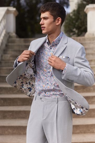 Grey suit floral shirt sales