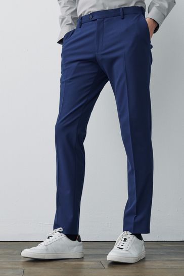 Bright Blue Slim Fit Motionflex Stretch Suit: Trousers